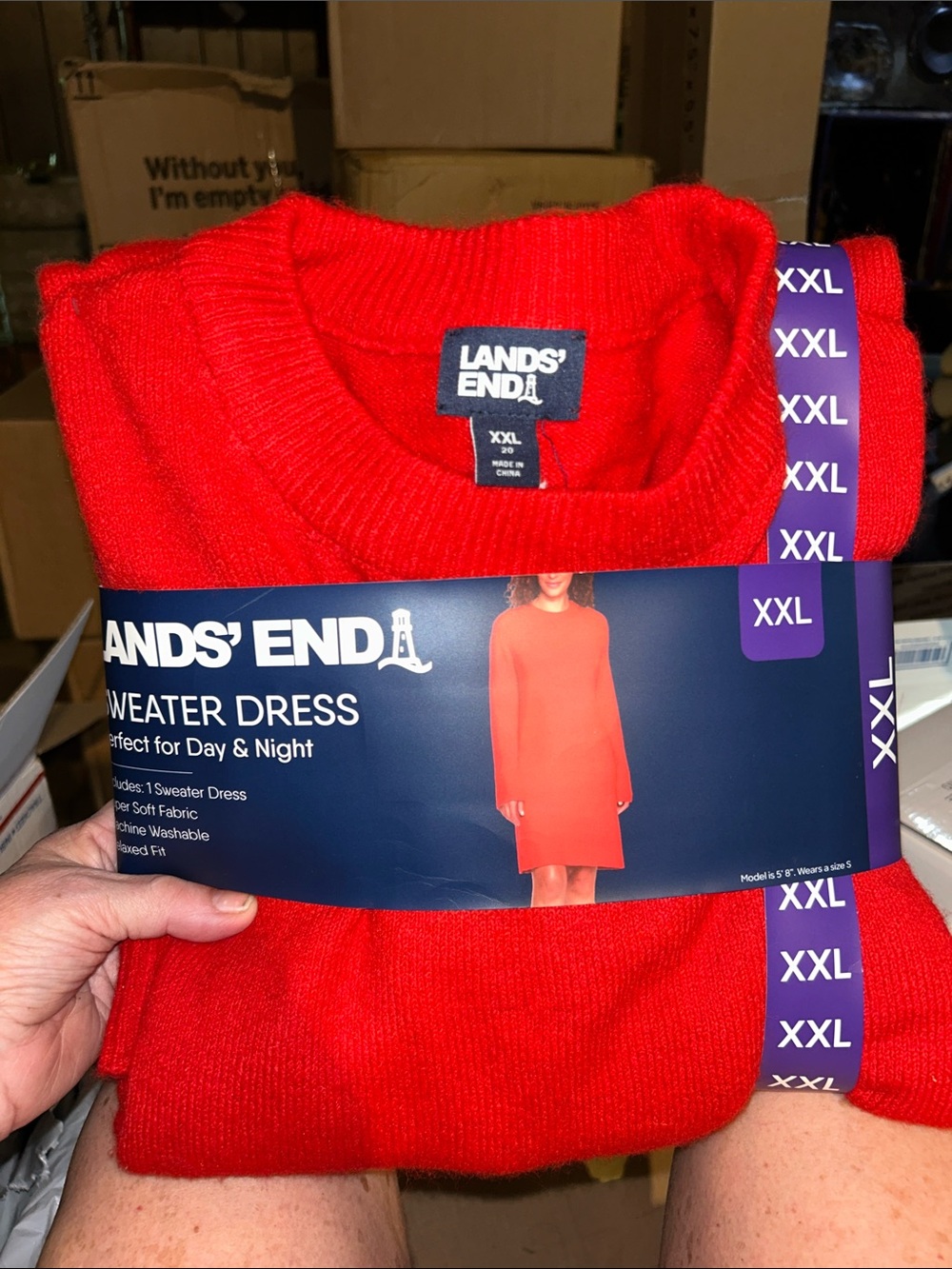 Lands' End Bright Red Sweater Dress